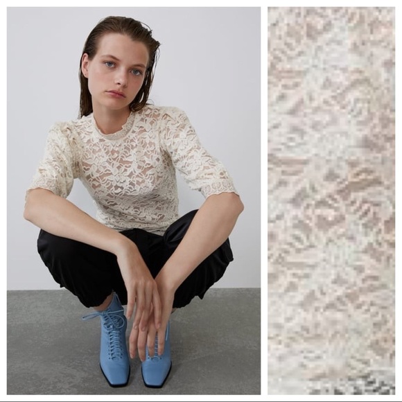 NWT. Zara Champagne Lace Top. Size L. - Picture 4 of 7